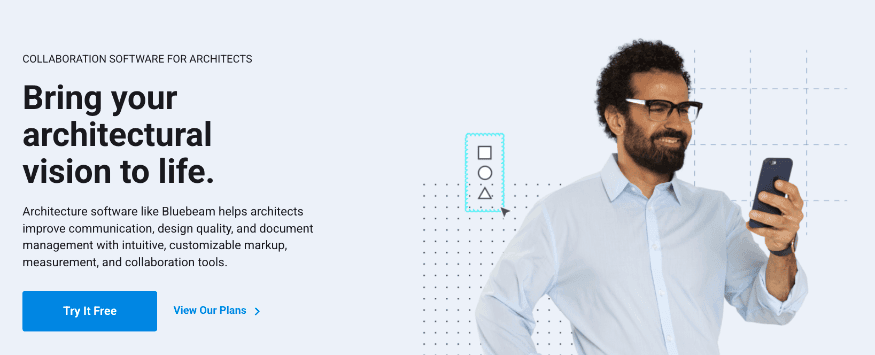 Bluebeam architect persona hero page built on the bluprnt design system